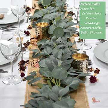 IMORIGINS 2 Pack - Artificial Eucalyptus Garland with Willow Vines, 6.5' Long Faux Eucalyptus Garland Greenery, Silver Dollar Eucalyptus Leaves Fake Greenery Garland Wedding Backdrop Arch Wall Decor
