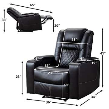 CANMOV Electric Power Recliner Chair with USB Ports and Cup Holders, Breathable Leather Home Theater...