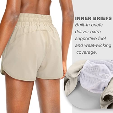 SANTINY Women's High Waisted Running Shorts with Pockets