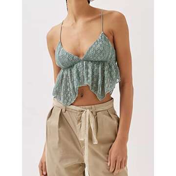 Women Backless Crop Top Y2k Spaghetti Straps Halter Tie Back Cami Tops Summer Camisole Going Out Tops