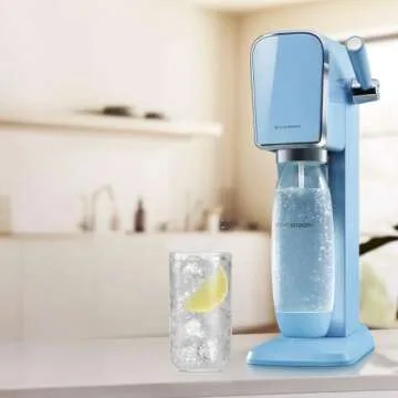 SodaStream Art Sparkling Water Maker (Misty Blue) with CO2 and Dishwasher Safe Bottle