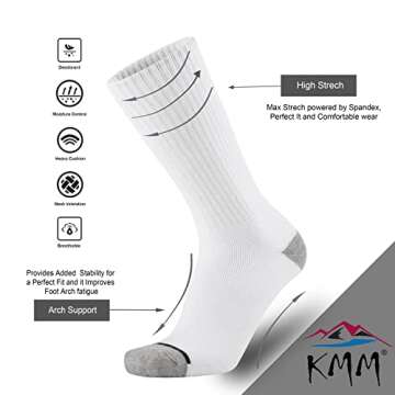 KMM Men's Cotton Full Thick Cushion Crew Socks Moisture Control Heavy Duty Work Boot Warm Thermal An...