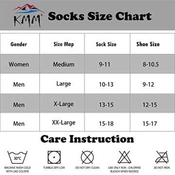 KMM Men's Cotton Full Thick Cushion Crew Socks Moisture Control Heavy Duty Work Boot Warm Thermal Anti Wicking Sweat Blisters 6P(White L)