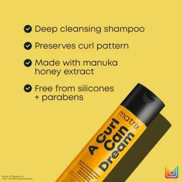 Matrix A Curl Can Dream Deep Cleansing Shampoo | Clarifying| Preserves Curl Pattern, Removes Build Up | For Curly & Coily Hair | Silicone & Paraben Free | With Manuka Honey Extract | 10.1 Fl. Oz.