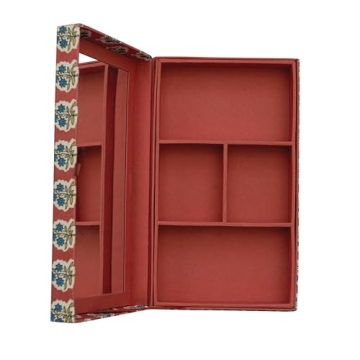 Creative Co-Op Floral Jewelry Box with Mirror and Storage