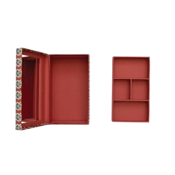 Creative Co-Op Floral Jewelry Box with Mirror and Storage