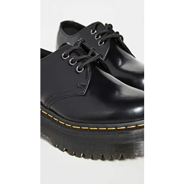 Dr. Martens Unisex 1461 Quad Leather Platform Shoes, Black Polished Smooth, 14 US Women/13 US Men