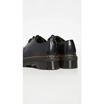 Dr. Martens Unisex 1461 Quad Leather Platform Shoes, Black Polished Smooth, 14 US Women/13 US Men