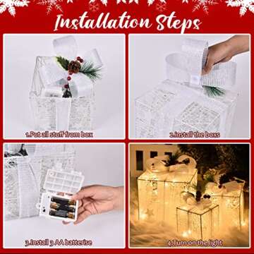 COVFEVER Christmas Lighted Gift Boxes - 3 Pack Set