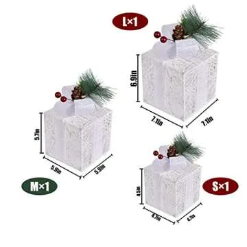COVFEVER Christmas Lighted Gift Boxes - 3 Pack Set