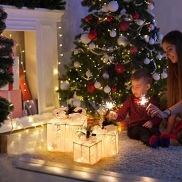 COVFEVER Christmas Lighted Gift Boxes - 3 Pack Set