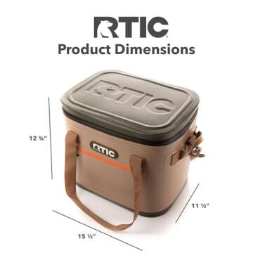 RTIC Soft Cooler 30 Can, Insulated Bag Portable Ice Chest Box for Lunch, Beach, Drink, Beverage, Travel, Camping, Picnic, Car, Trips, Floating Cooler Leak-Proof with Zipper, Tan
