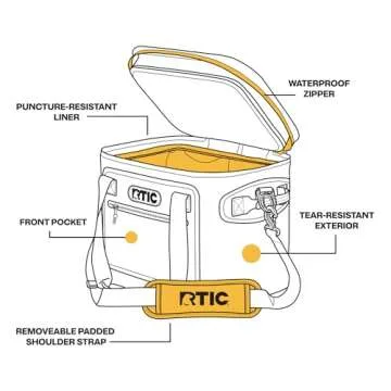 RTIC Soft Cooler 30 Can, Insulated Bag Portable Ice Chest Box for Lunch, Beach, Drink, Beverage, Travel, Camping, Picnic, Car, Trips, Floating Cooler Leak-Proof with Zipper, Tan