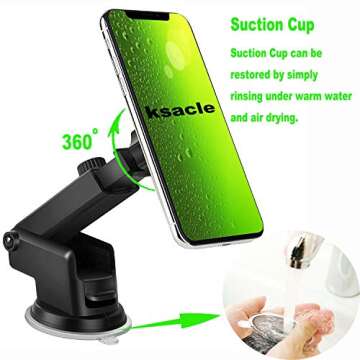KSACLE Car Phone Mount - Universal Holder for Dashboard & Air Vent