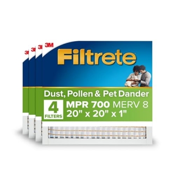 Filtrete 20x30x1 AC Furnace Air Filter, MERV 8, MPR 700, Pollen & Dust Defense, 4-Pack, Easy Install...