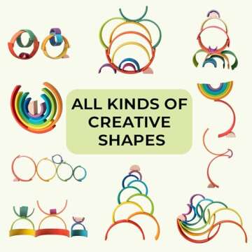 AVDAR 7Pcs Wooden Rainbow Stacker Toy, Wooden Rainbow Stacking Toy, Montessori Nesting Puzzle for Kids, Rainbow Blocks