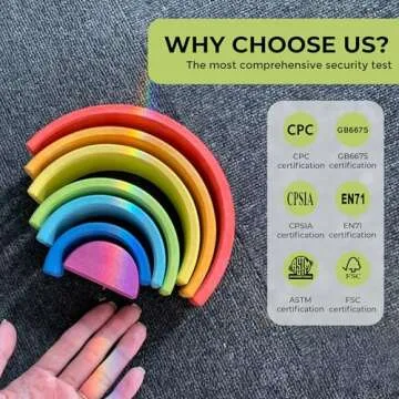 AVDAR 7Pcs Wooden Rainbow Stacker Toy, Wooden Rainbow Stacking Toy, Montessori Nesting Puzzle for Kids, Rainbow Blocks