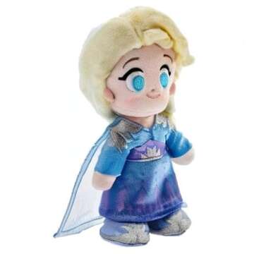 Disney Store Official Elsa nuiMOs Plushie - Soft Plush with Embroidered Features, Poseable Hands & Turning Head, Magnetic Hands for Holding, 6 Inches, Dress Up with nuiMOs Outfits