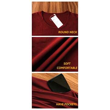 AUSELILY Women's Pleated Swing Dress with Pockets