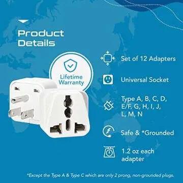 Ceptics 12-Piece Travel Adapter Set for Worldwide Use