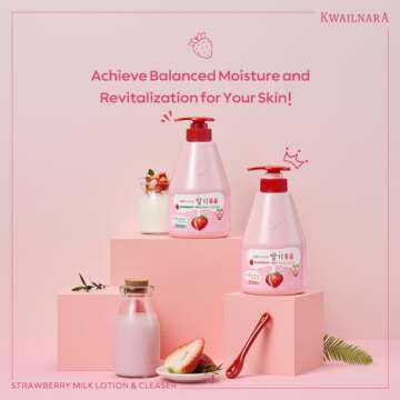 WELCOS KWAILNARA Strawberry Milk Body Lotion – Korean Body Lotion for Hydrated and Nourished Skin 560 g / 19.75 fl. oz