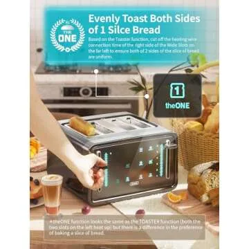 Gevi Toaster 4 Slice,Led Display Touchscreen Bagel Toaster with Dual Control Panels of Bagel/Reheat/Defrost/Cancel/Toasting One Slice/Longer Function,6 Shade Setting