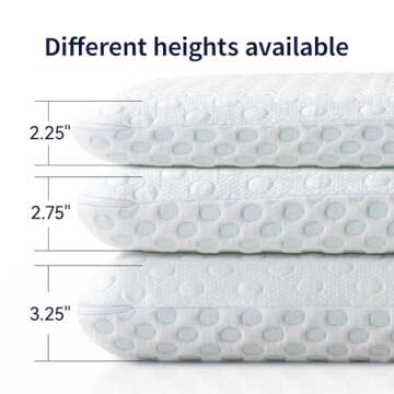 Hcore Ultra Thin Pillow 2.75" Stomach Sleeping, Slim Pillow for Side Back Stomach Sleepers, Gel Infused Memory Foam Pillow with Two-Sided Pillow - CertiPUR-US - Standard