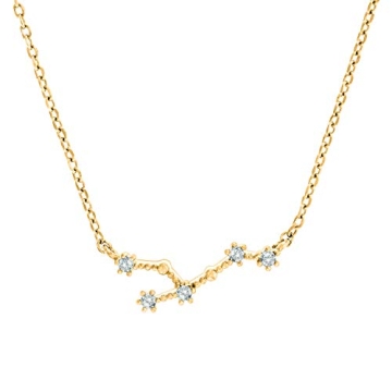 PAVOI 14K Yellow Gold Plated Astrology Constellation Horoscope Zodiac Necklace 16-18" - Leo