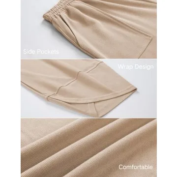 Xiaoxuemeng Women's Baggy Palazzo Pants Elastic Waist Khaki