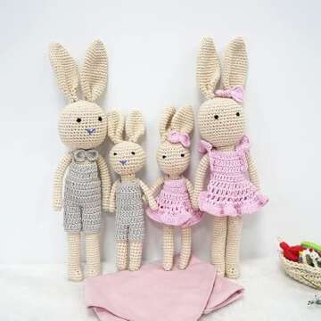 KawaiOnO Bunny Family, Bunny Dad, Handmade Bunny Crochet Plushie Doll, Amigurumi Doll, Baby/Toddler Doll (Bunny Dad)
