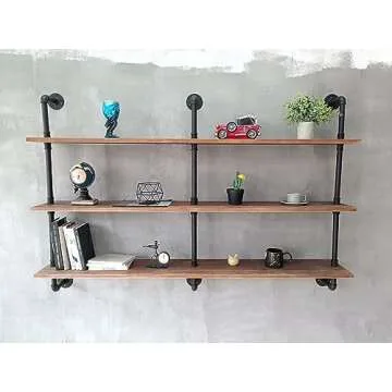 HDDFER Industrial Pipe Shelving 60" Wall Bookshelf Rustic Design