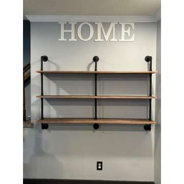 HDDFER Industrial Pipe Shelving 60" Wall Bookshelf Rustic Design