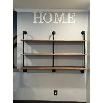 HDDFER Industrial Pipe Shelving 60" Wall Bookshelf Rustic Design