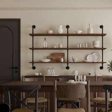 HDDFER Industrial Pipe Shelving 60" Wall Bookshelf Rustic Design