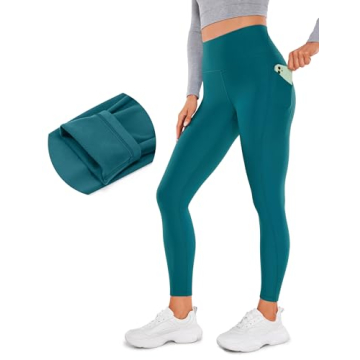 CRZ YOGA Womens Fleece Lined Leggings with Pockets 26.5" - Winter Thermal Warm Soft Water Resistant ...
