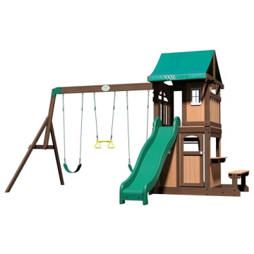 Backyard Discovery Lakewood Cedar Wood Swing Set - Versatile and Sturdy Playset for Kids with Slide,...