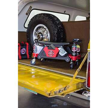 Adam's Polishes Mobile Rolling Utility Creeper Seat for Mechanics & Detailers - With Storage Trays for Tools