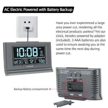 DreamSky Digital Alarm Clock with USB Charging Ports