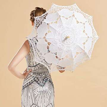 BABEYOND Lace Umbrella Parasol - Vintage Wedding and Costume Accessory
