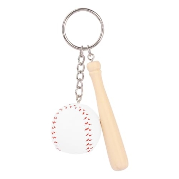 kcrygogo Baseball Keychain Bag Pendant Decorations Genuine Leather Mini Baseball Keyring Sports Keyc...