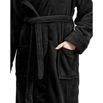 Luxurious NY Threads Women's Hooded Bathrobe - Medium, Black