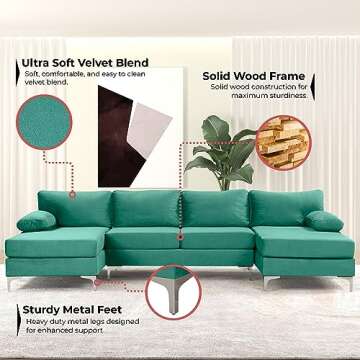 Casa AndreaMilano Velvet U-Shape Sectional Sofa for All