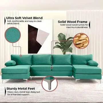 Casa AndreaMilano Velvet U-Shape Sectional Sofa for All