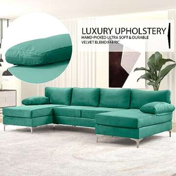 Casa AndreaMilano Velvet U-Shape Sectional Sofa for All