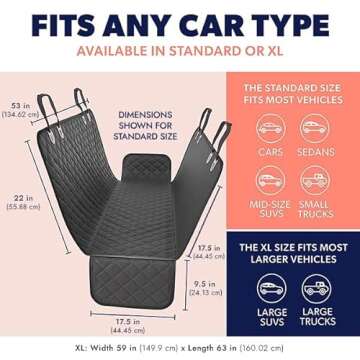 Active Pets Dog Car Seat Cover for Back Seat, Waterproof Pet Hammock Protector, Durable Nonslip Seat...