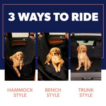Active Pets Dog Car Seat Cover for Back Seat, Waterproof Pet Hammock Protector, Durable Nonslip Seat Protection SUV Truck, Standard 53"x56", Black