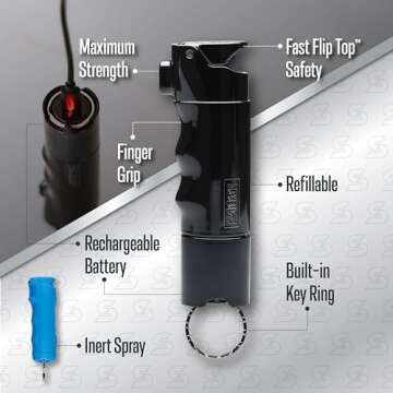 SABRE SMART Bluetooth Pepper Spray for Self Defense w/ Live GPS Tracking, Text & Phone Call Alerts i...