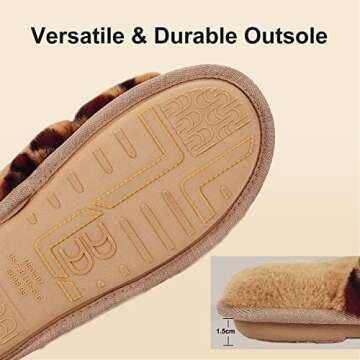 LongBay Women's Faux Fur Leopard Print Slide Slippers