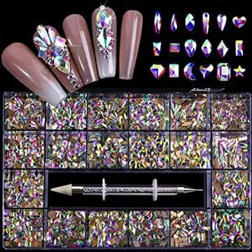 Cuawan Nail Rhinestones - Multi Shapes Glass Crystal Kit
