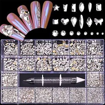 Cuawan Nail Rhinestones - Multi Shapes Glass Crystal Kit